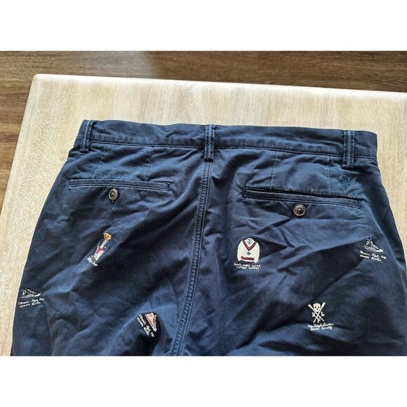 Polo Ralph Lauren Navy Blue Embroidered College Bear Straight Stretch Fit 32X30 - Picture 10 of 12